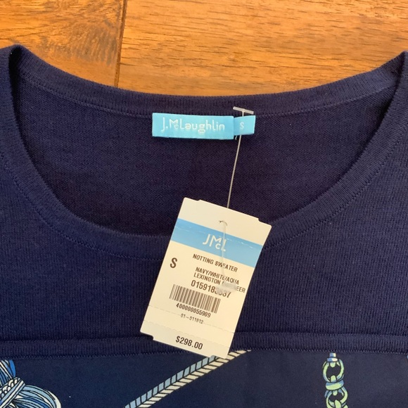 NWT J. McLaughlin Notting Sweater, Navy/White, Small - Picture 4 of 10